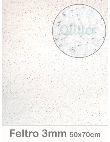 Feltro Glitter Bianco 3mm 50x70cm