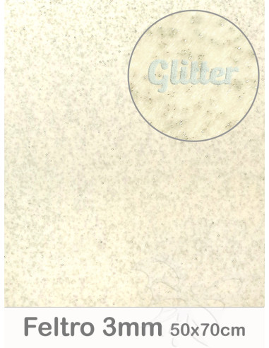 Feltro Glitter Avorio 3mm 50x70cm