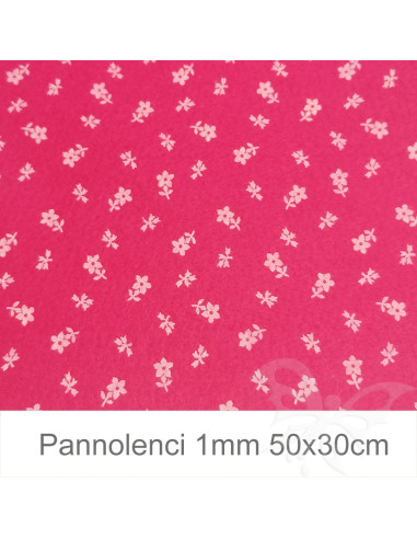 Pannolenci 50x30cm 1mm FIORI - Fuxia