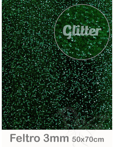 Feltro Glitter Verde scuro 3mm 50x70cm