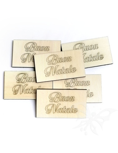 Set 6 tag in legno BUON NATALE 5x3cm