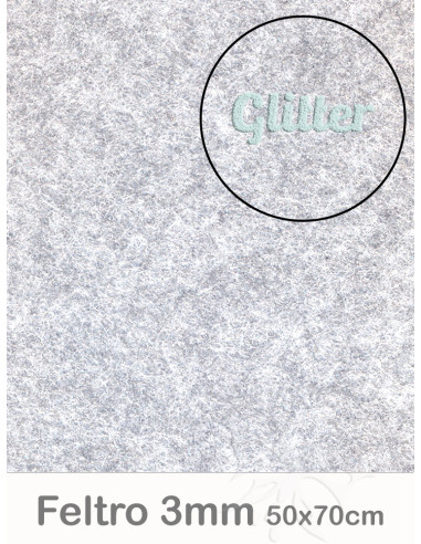 Feltro Glitter Grigio melange 3mm...