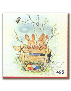 Tovagliolo coniglietti sulla panchina