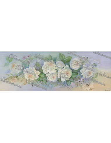 Carta decoupage rose bianche 25x70cm M1138