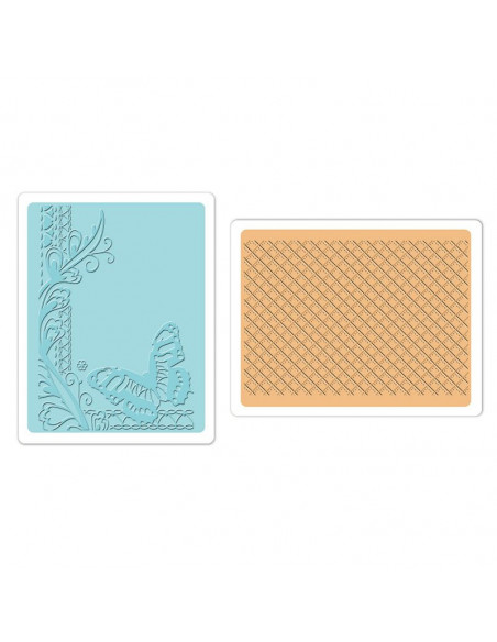 Sizzix Textured Embossing Folders 2PK - Butterfly Lattice Set 