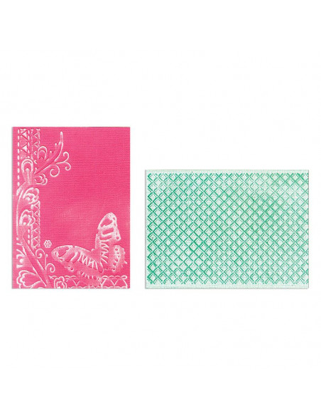 Sizzix Textured Embossing Folders 2PK - Butterfly Lattice Set 