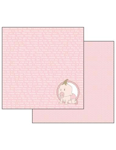 Foglio Double Face Baby rosa con scritte