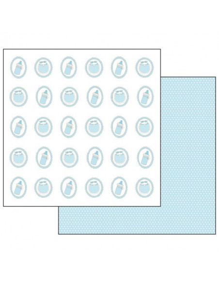 Blocco 10 fogli 30.5x30.5 Double Baby orsetto azzurro