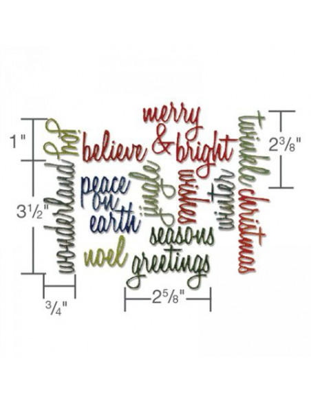 Sizzix Thinlits Die Set Holiday Words: Script